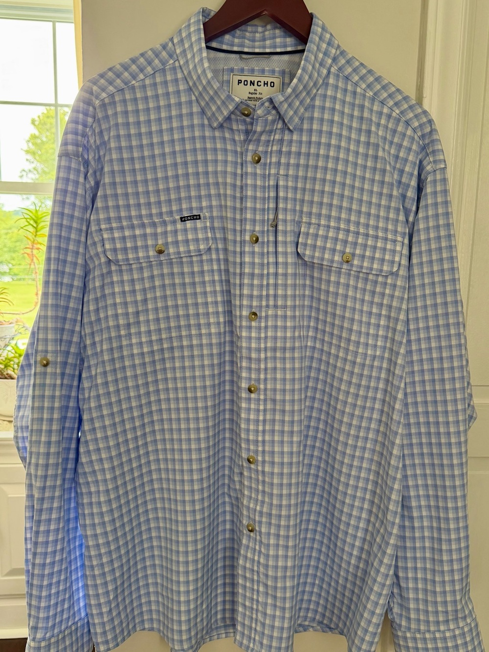 Poncho Light Blue Checked Button-Down Shirt